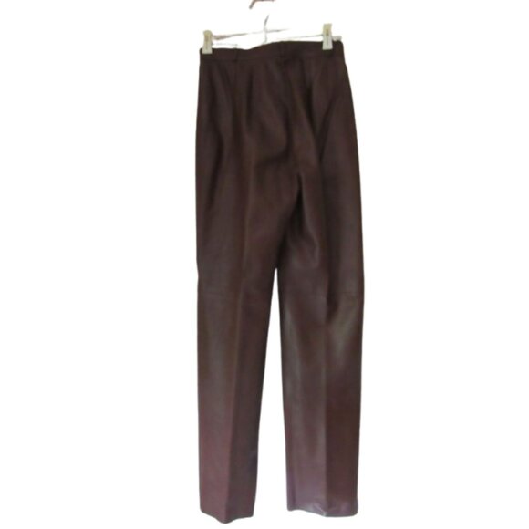 Siena Studio Dark Brown Soft Lamb Leather High Waist Pants Size 4 - Picture 3 of 5